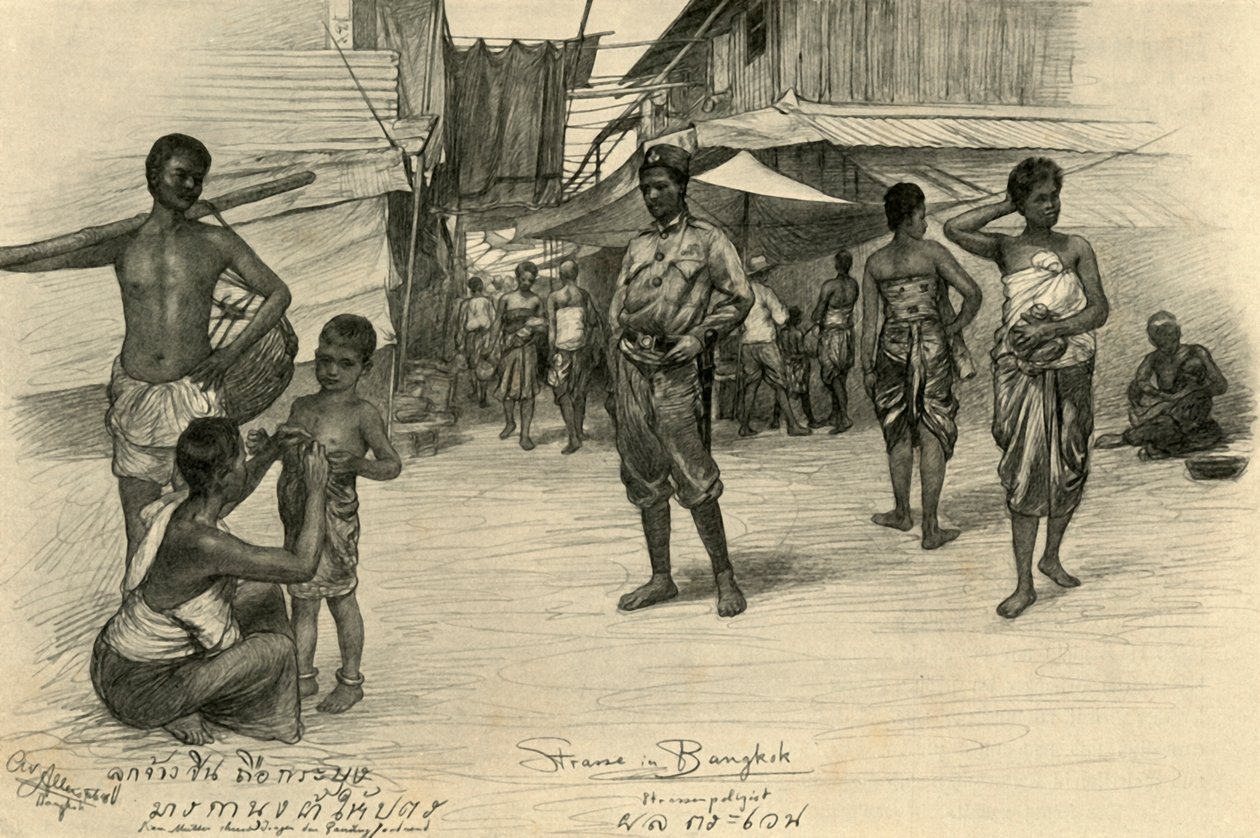 Scène de rue, Bangkok, Siam - Christian Wilhelm Allers