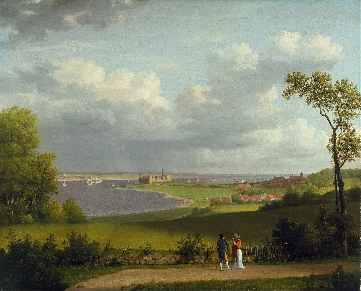 Vue au nord du château de Kronborg - Christoffer Wilhelm Eckersberg