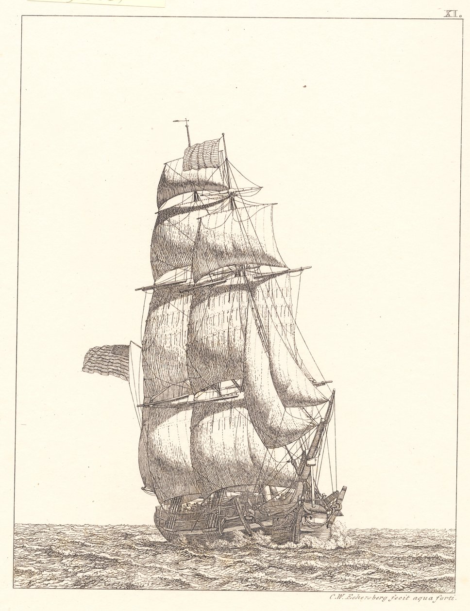 Danois :  Un brick nord-américain - Christoffer Wilhelm Eckersberg