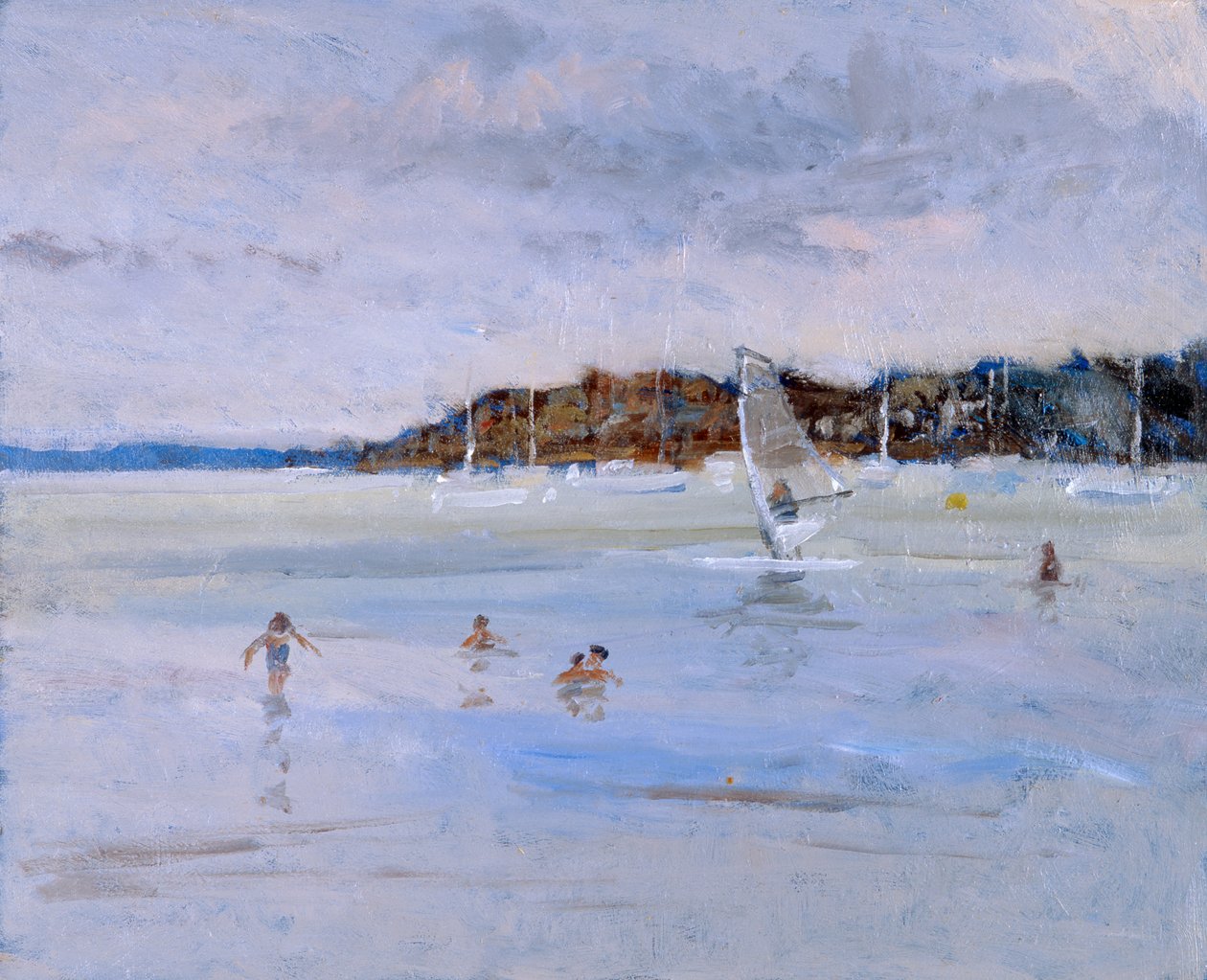 Planche à voile et baigneurs - Christopher Glanville