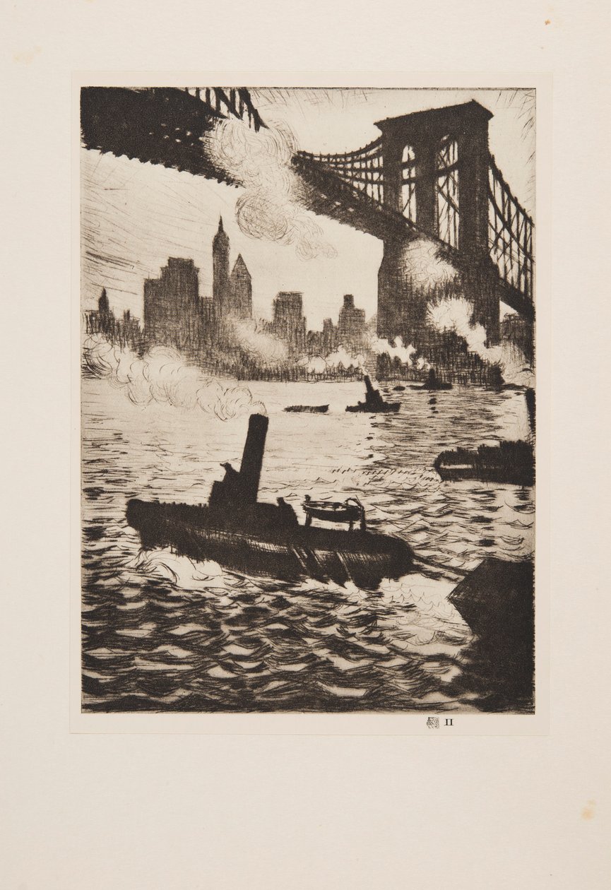 Sous le pont de Brooklyn, pub 1921 - Christopher Richard Wynne Nevinson