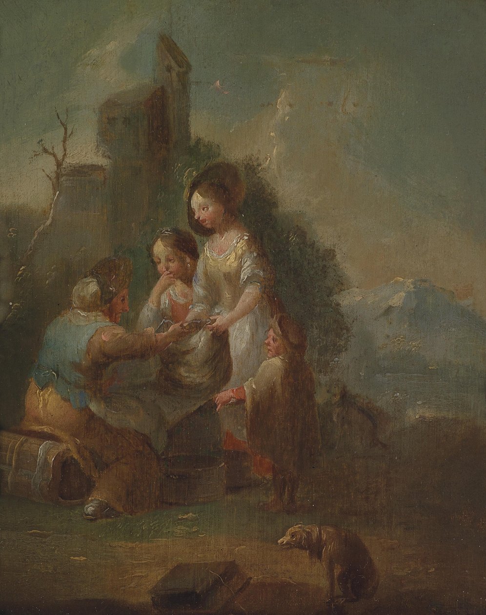 Enfants en cours en plein air - Circle of Johann Georg Platzer