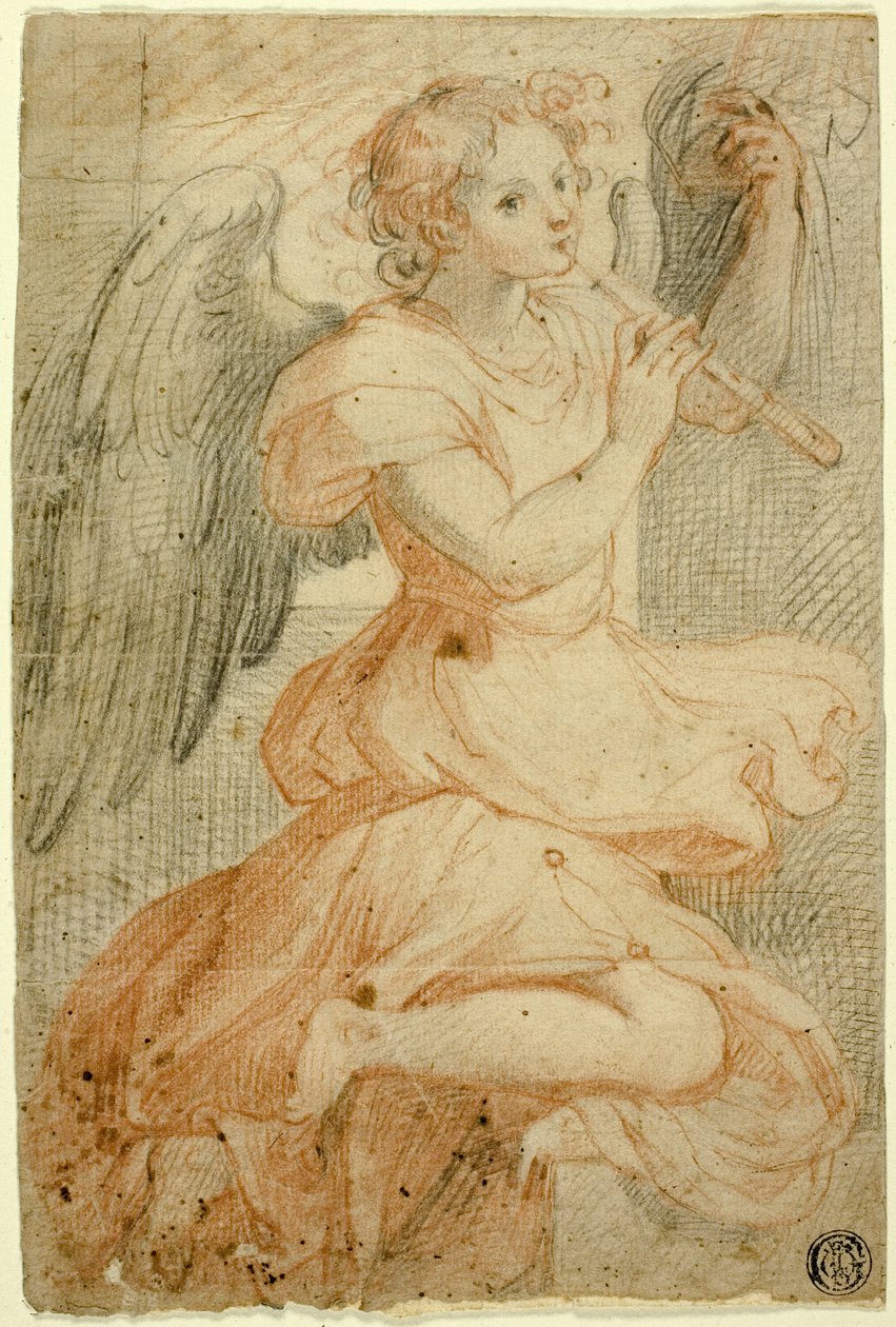Ange jouant de la flûte - Circle of Giuseppe Cesari
