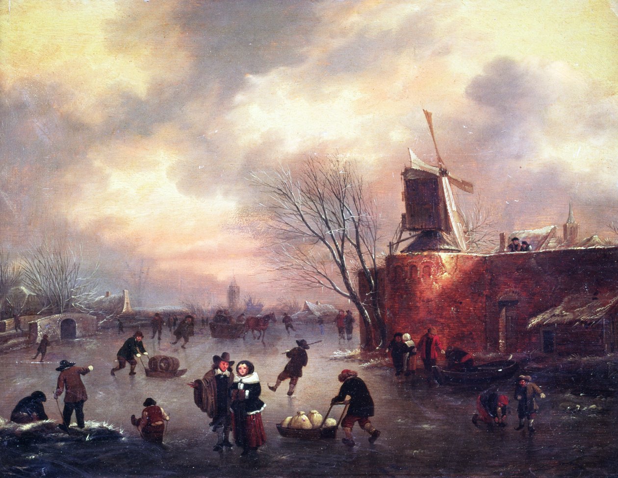 Scène de patinage en hiver - Claes Molenaer
