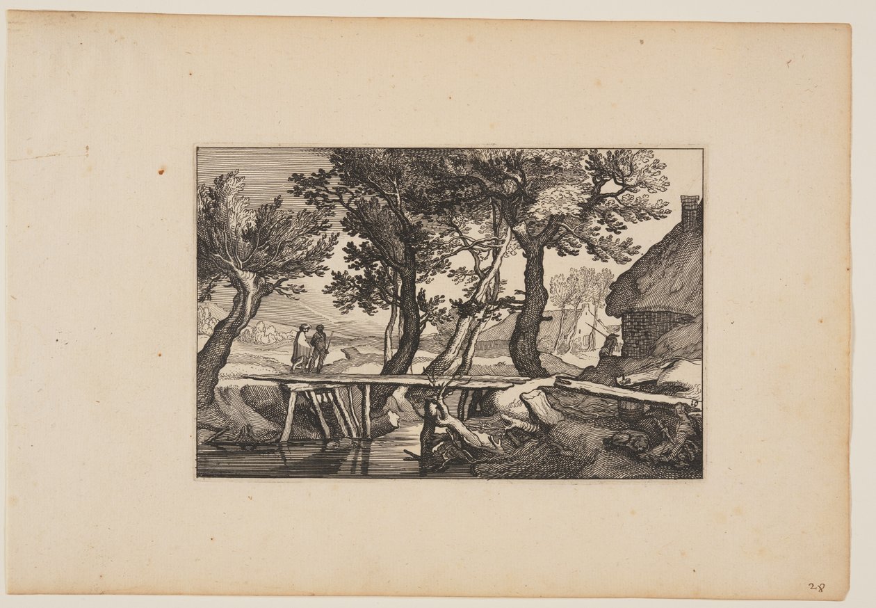 Un pont en bois, extrait de Paysages - Claes Jansz. Visscher