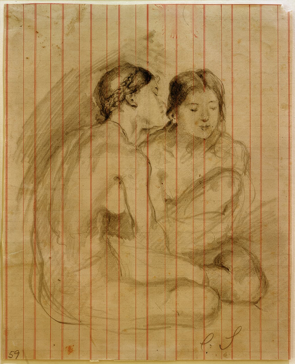 Deux filles nues assises - Clara Siewert