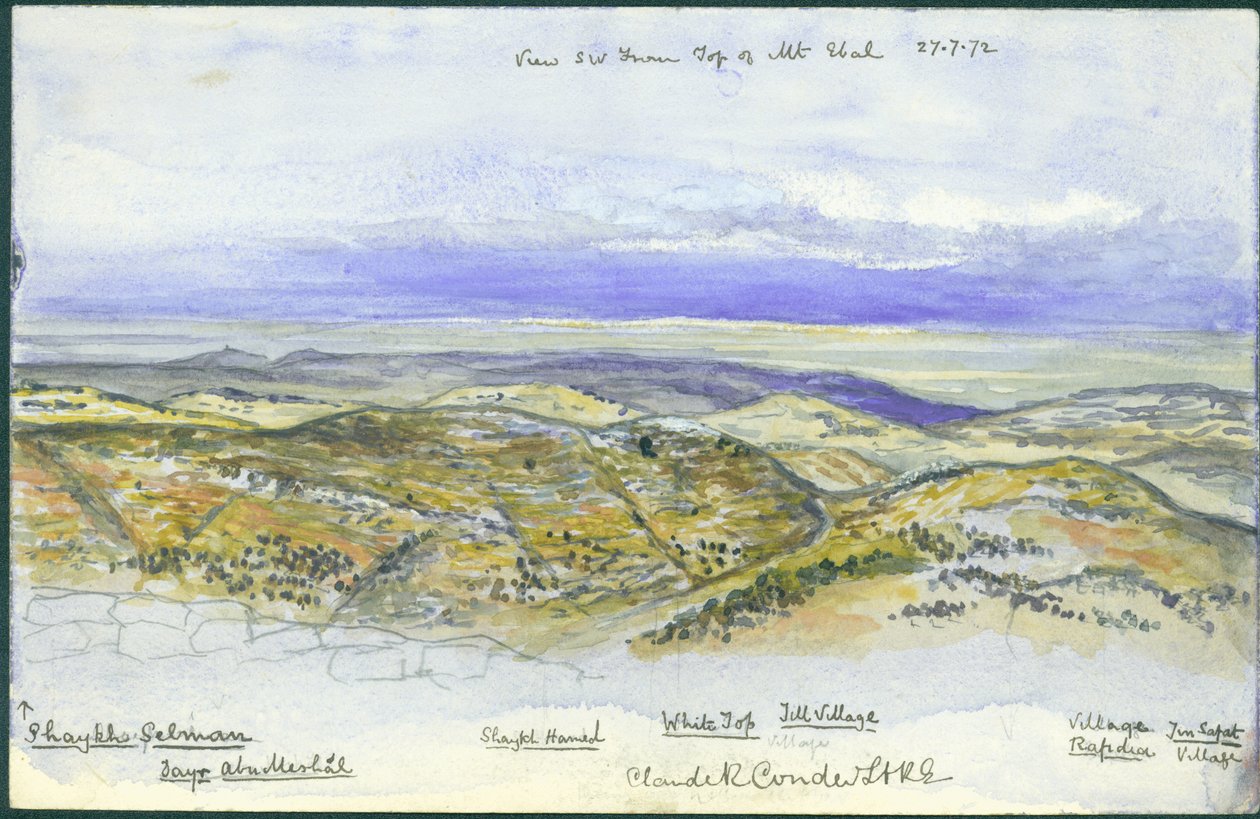 Vue du sud-ouest depuis le sommet du mont Ebal, 1872 - Claude Conder