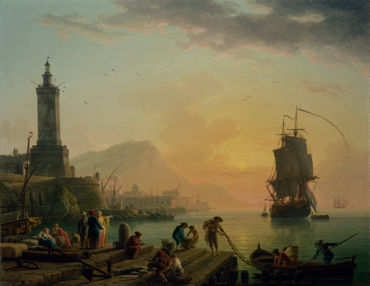 Calme dans un port méditerranéen - Claude Joseph Vernet