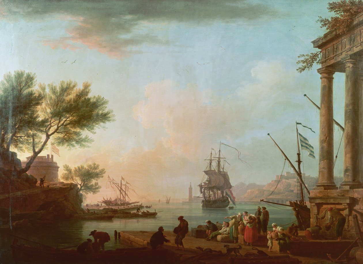 Port maritime, lever de soleil, 1757 - Claude Joseph Vernet
