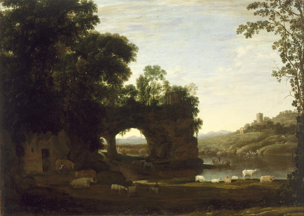 Paysage avec une arche rocheuse et une rivière - Claude Lorrain