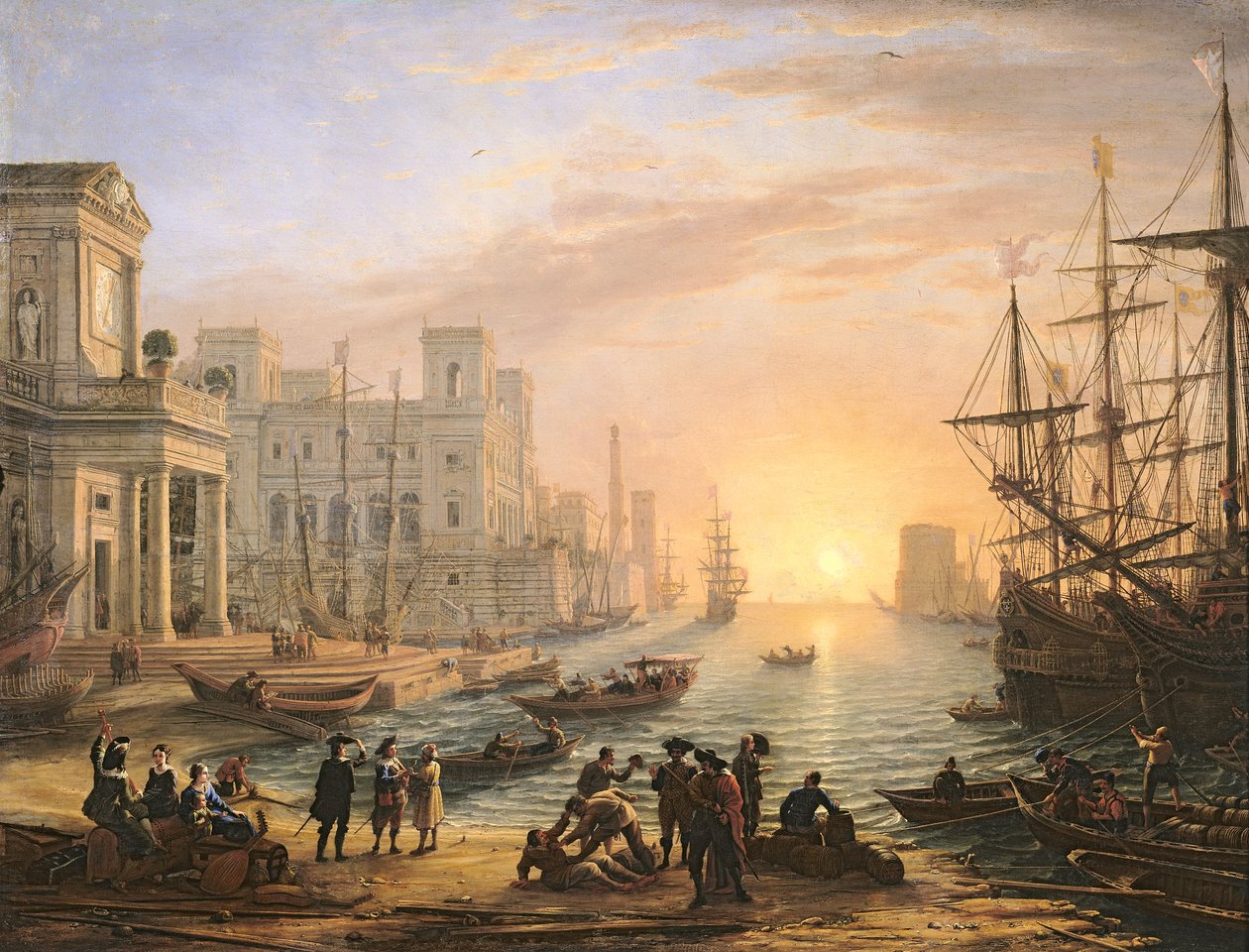 Port de mer au coucher du soleil - Claude Lorrain