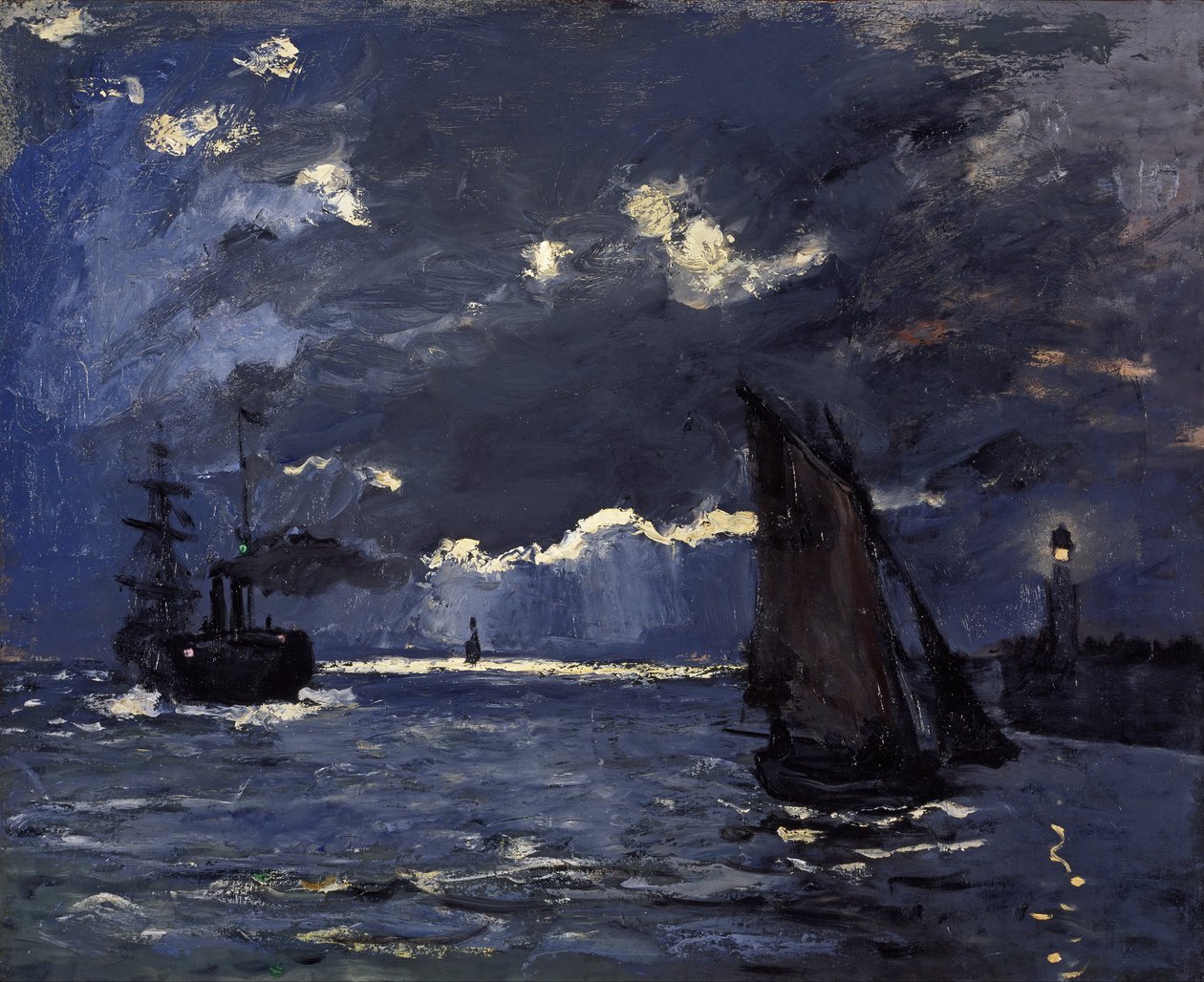 Paysage marin, navigation au clair de lune - Claude Monet