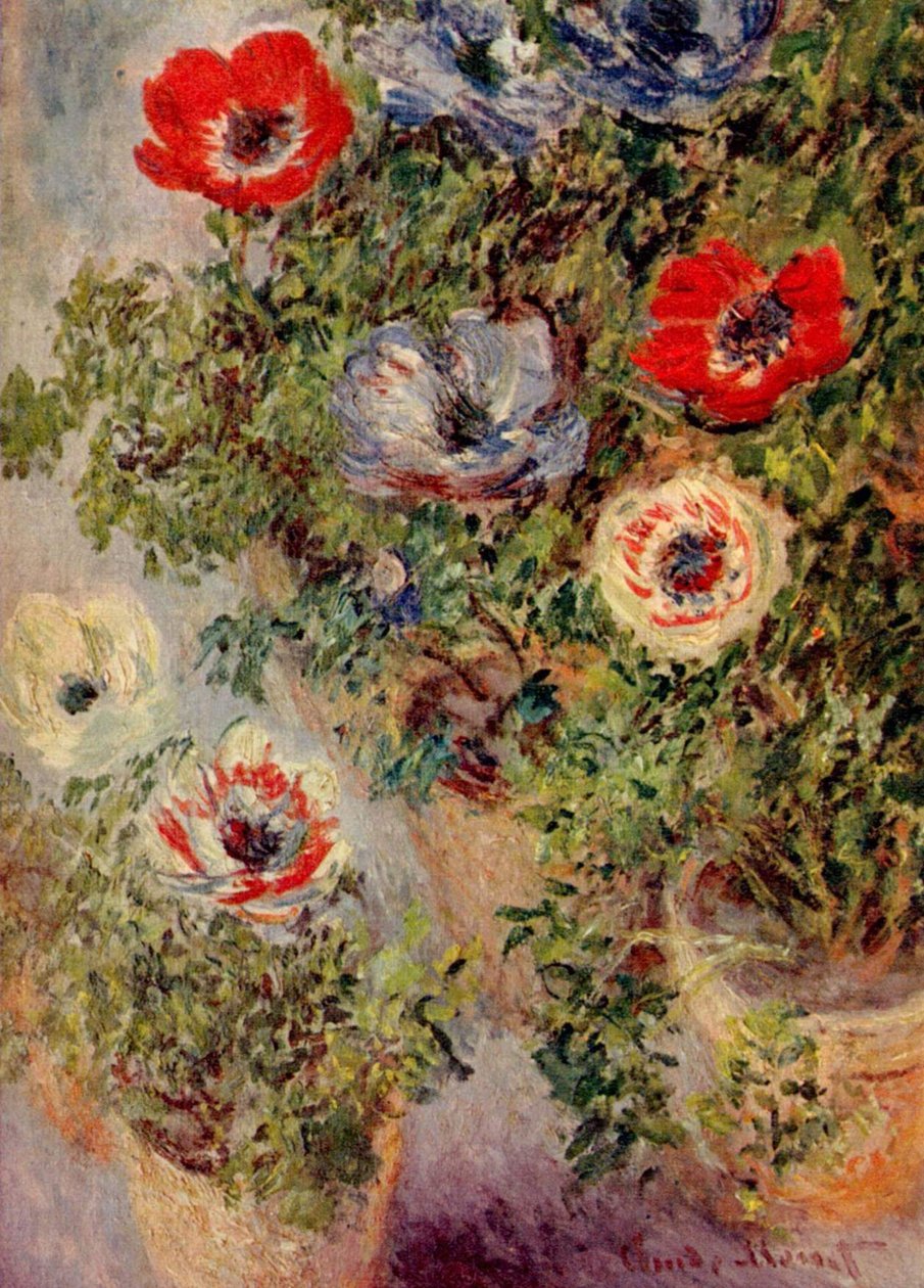 Nature morte avec anémones - Claude Monet