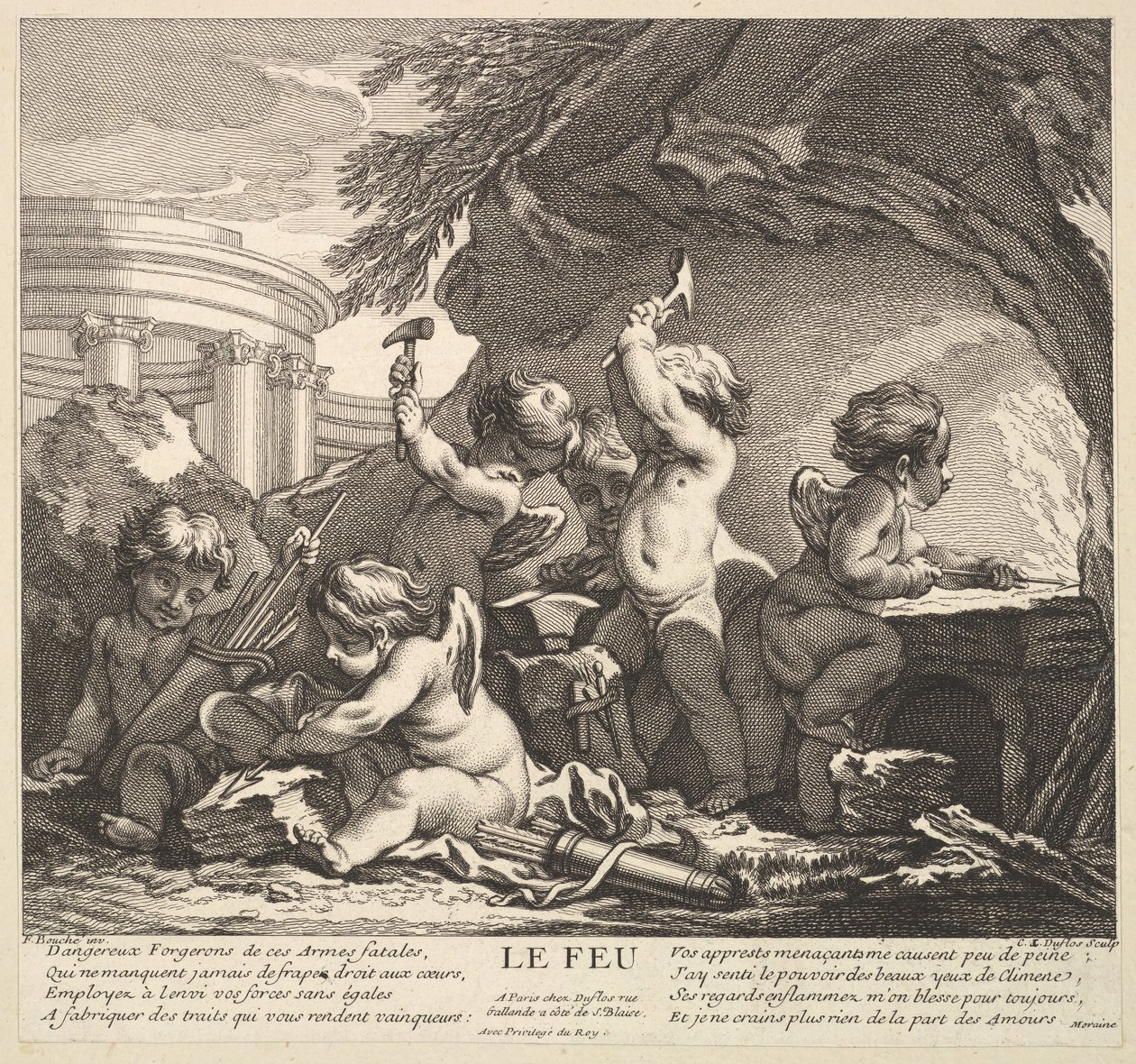 Feu, 18e siècle - Claude Augustin Duflos