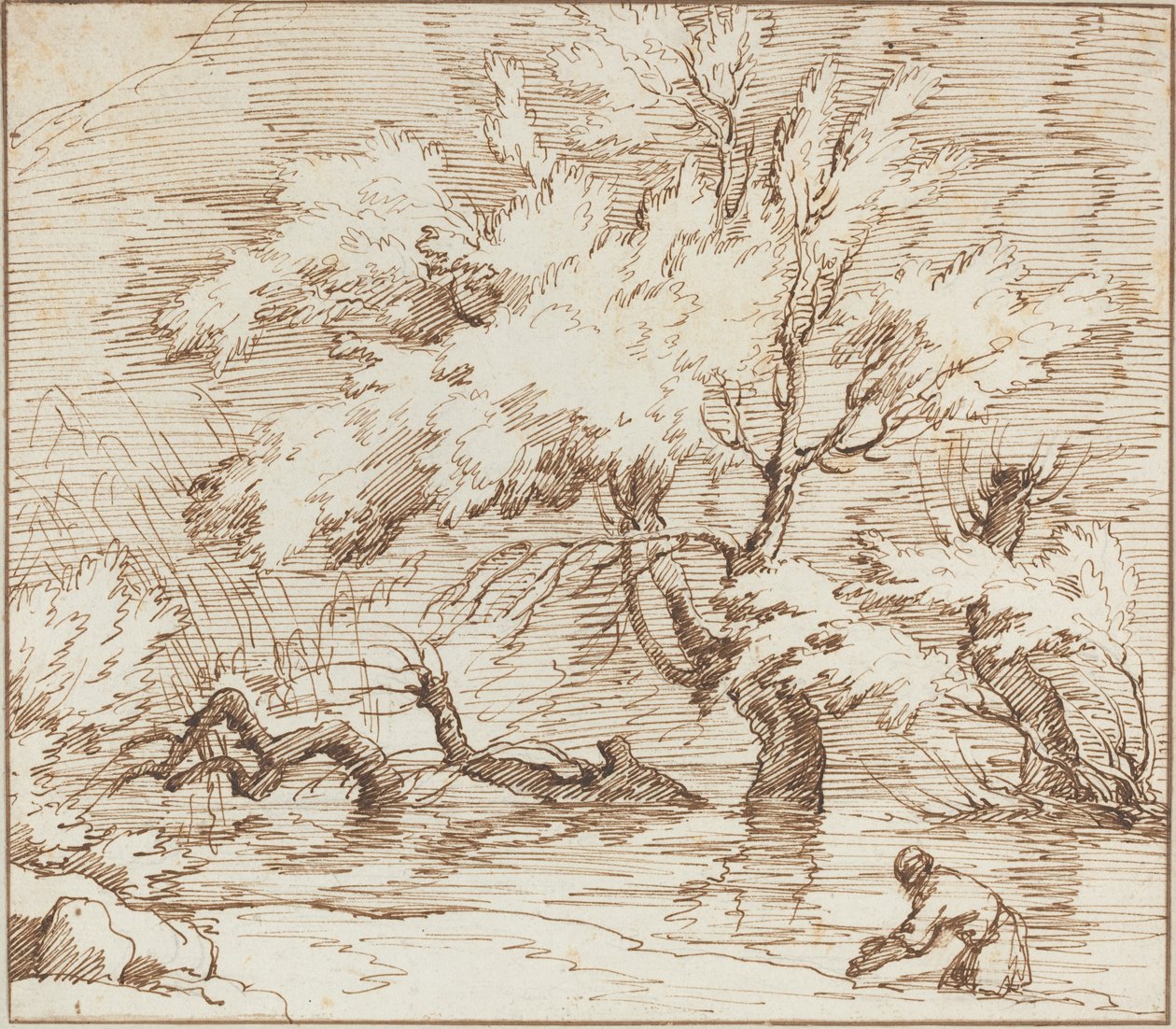 Arbres reflétés dans un ruisseau - Claude Joseph Vernet