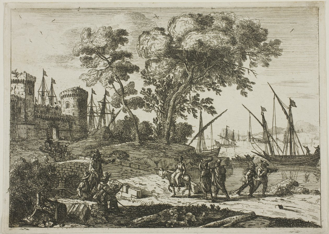 Scène côtière avec un artiste dessinant - Claude Lorrain