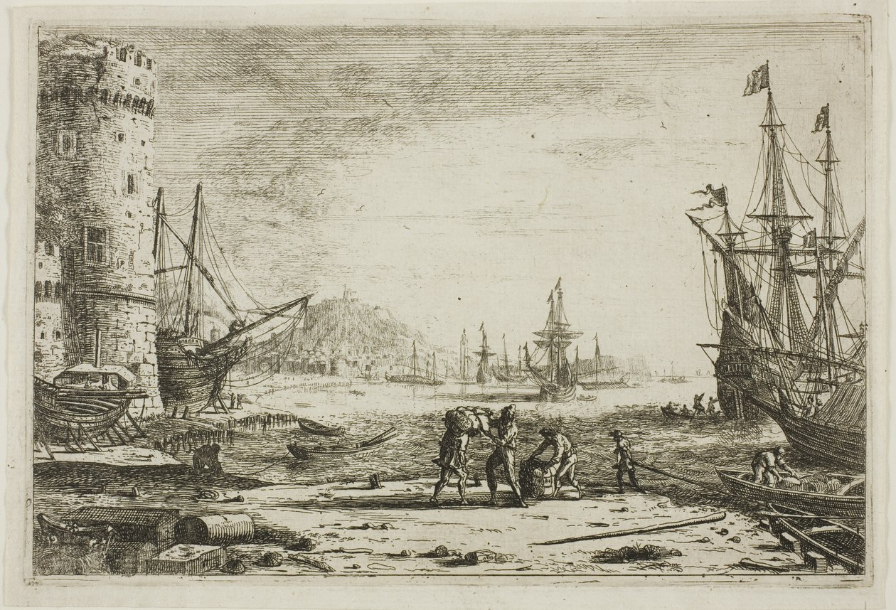 Port avec une grande tour - Claude Lorrain