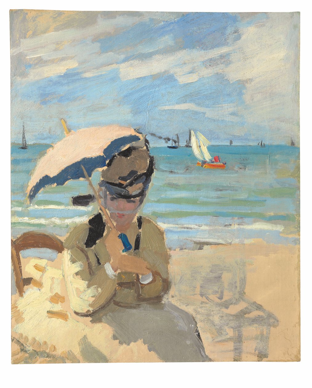 Camille assise sur la plage à Trouville - Claude Monet