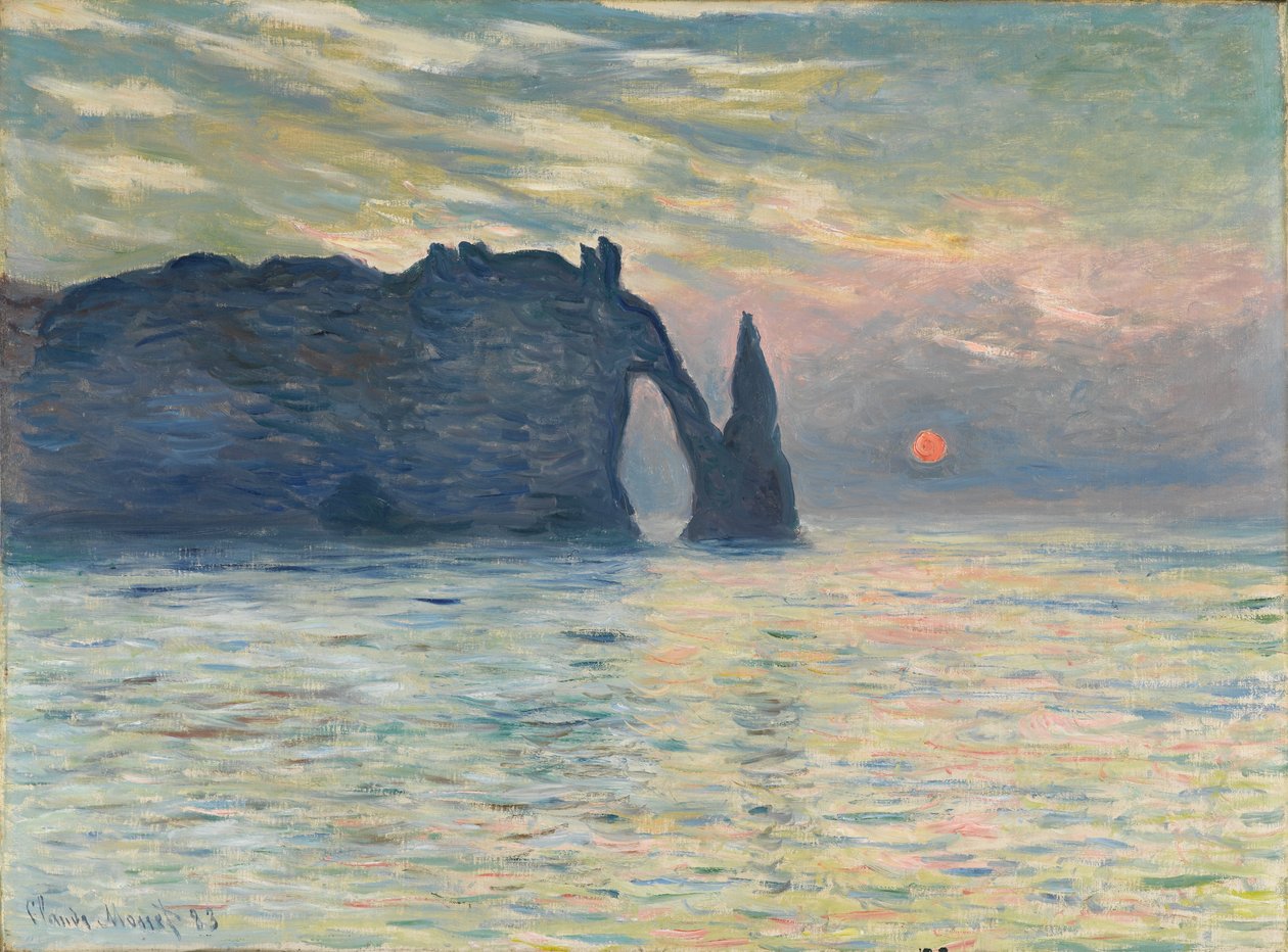 La falaise, Étretat, coucher de soleil, 1882-1883 - Claude Monet