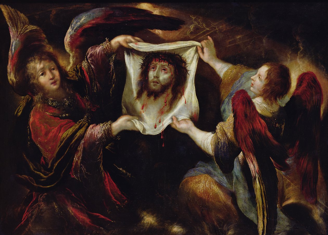 Deux anges présentant le Saint Visage - Claude Vignon