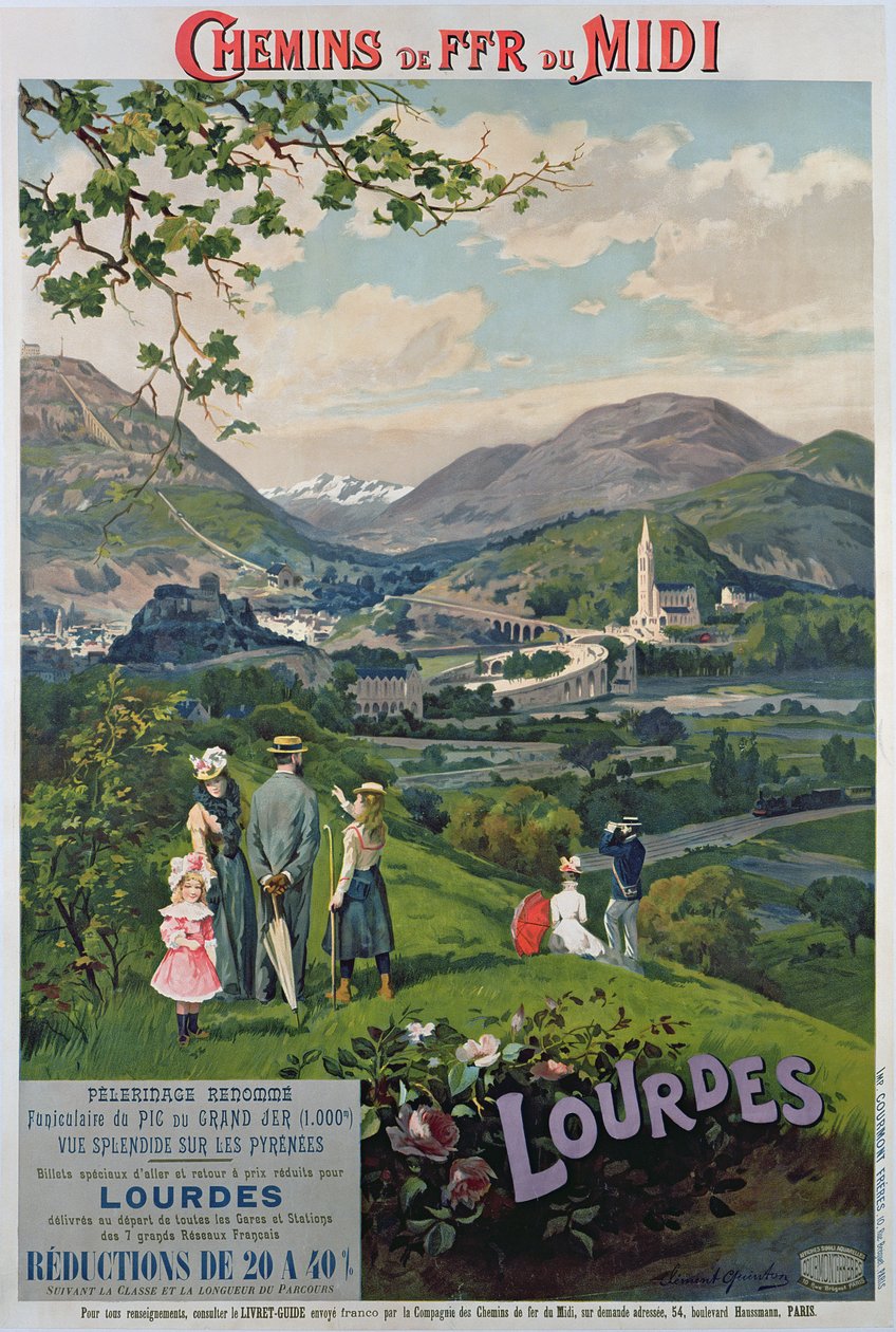 Affiche publicitaire pour Lourdes, France, c.1900 - Clement Quinton
