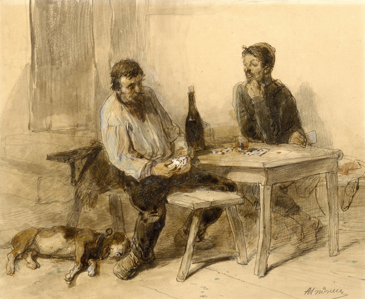 Une partie de cartes - Clément Auguste Andrieux