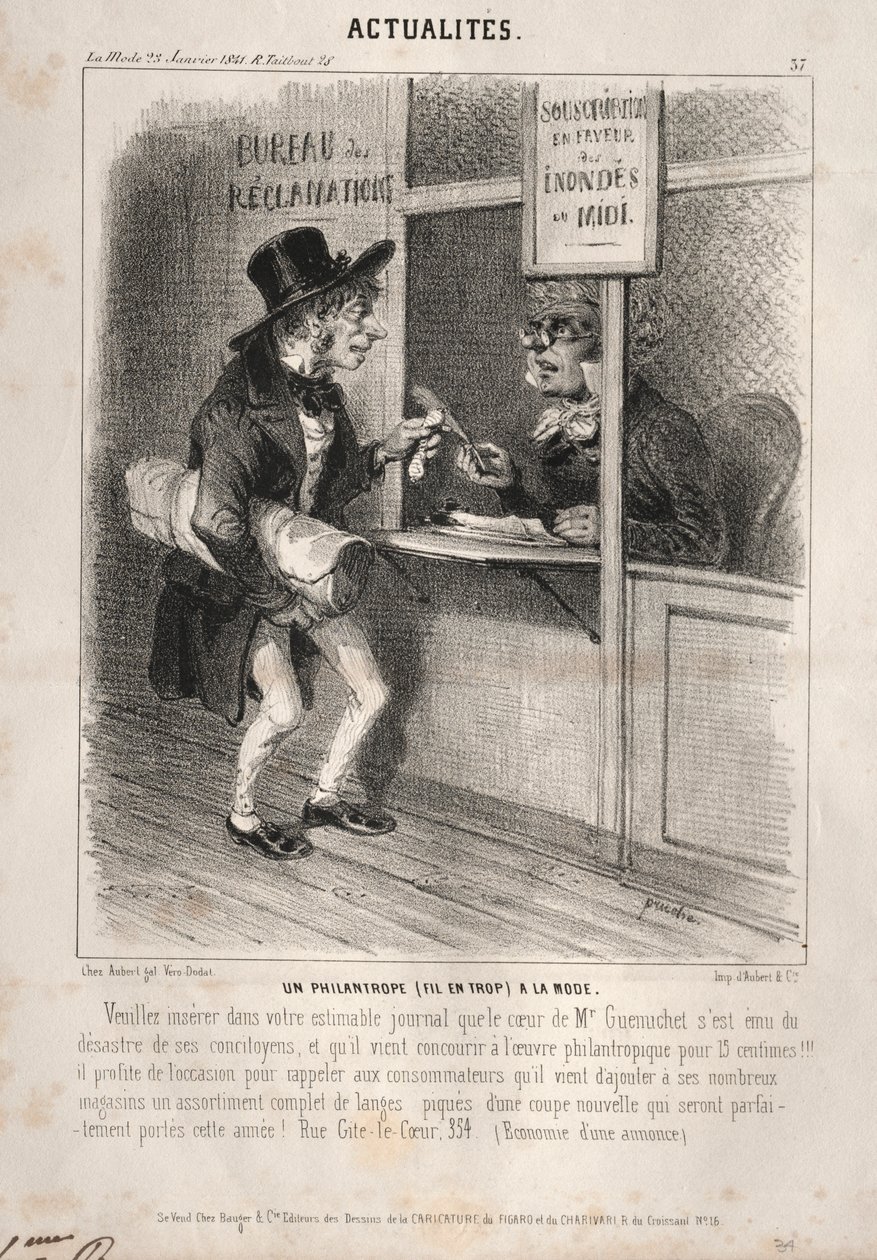 Actualités : Un philanthrope à la mode, 1841 - Clémente Pruche
