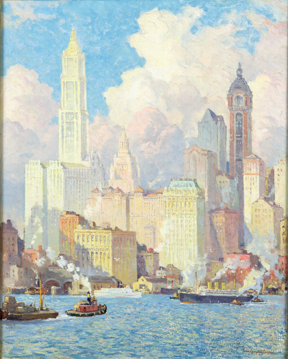 Front de mer de la rivière Hudson, New York - Colin Campbell Cooper