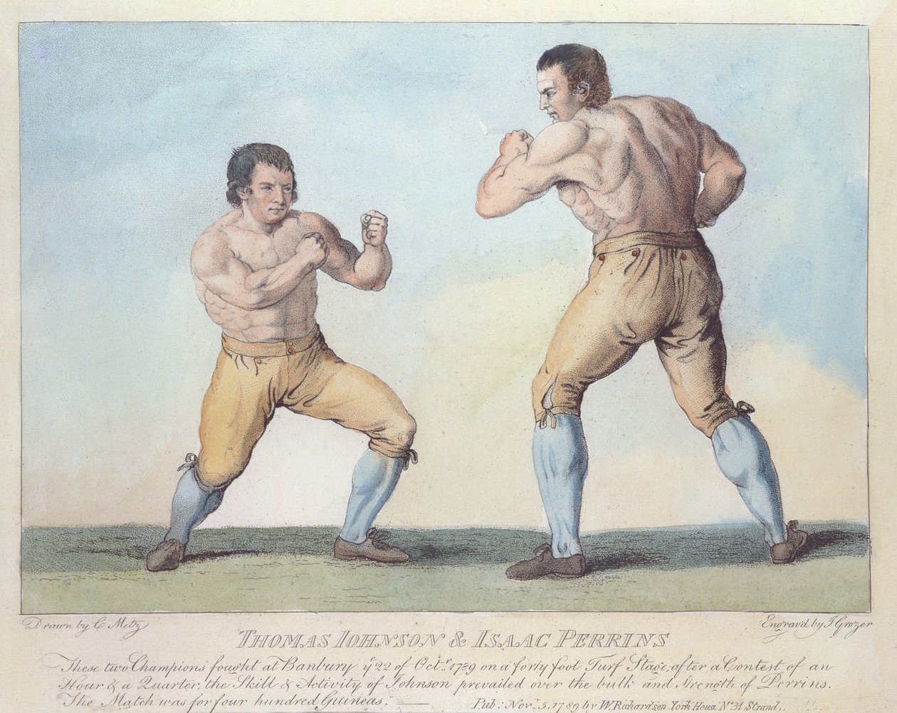 Match de boxe entre Thomas Johnson et Isaac Perrins, gravé par T. Grozer, 1789 - Conrad Martin Metz