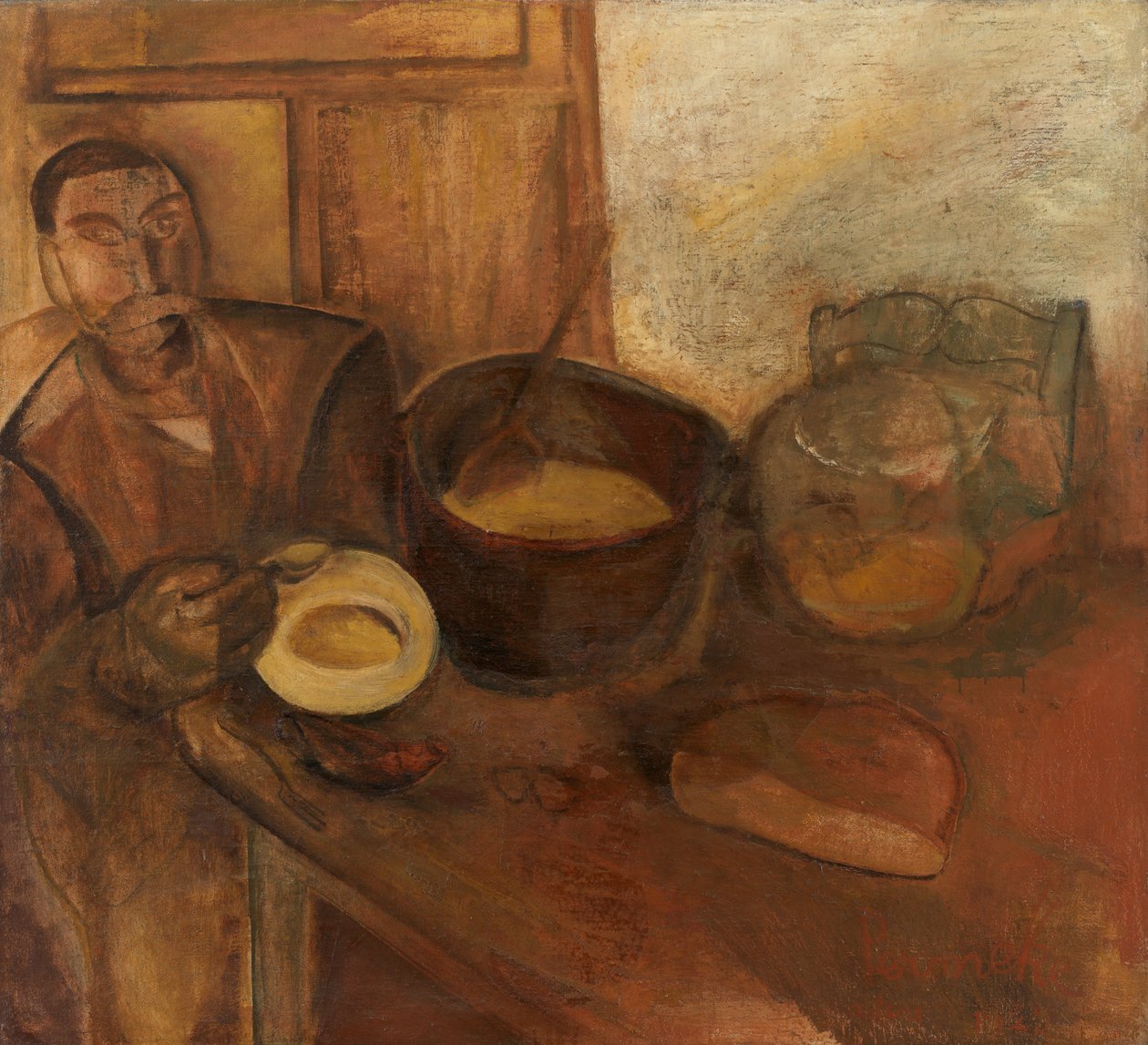 Homme mangeant de la soupe au lait - Constant Permeke