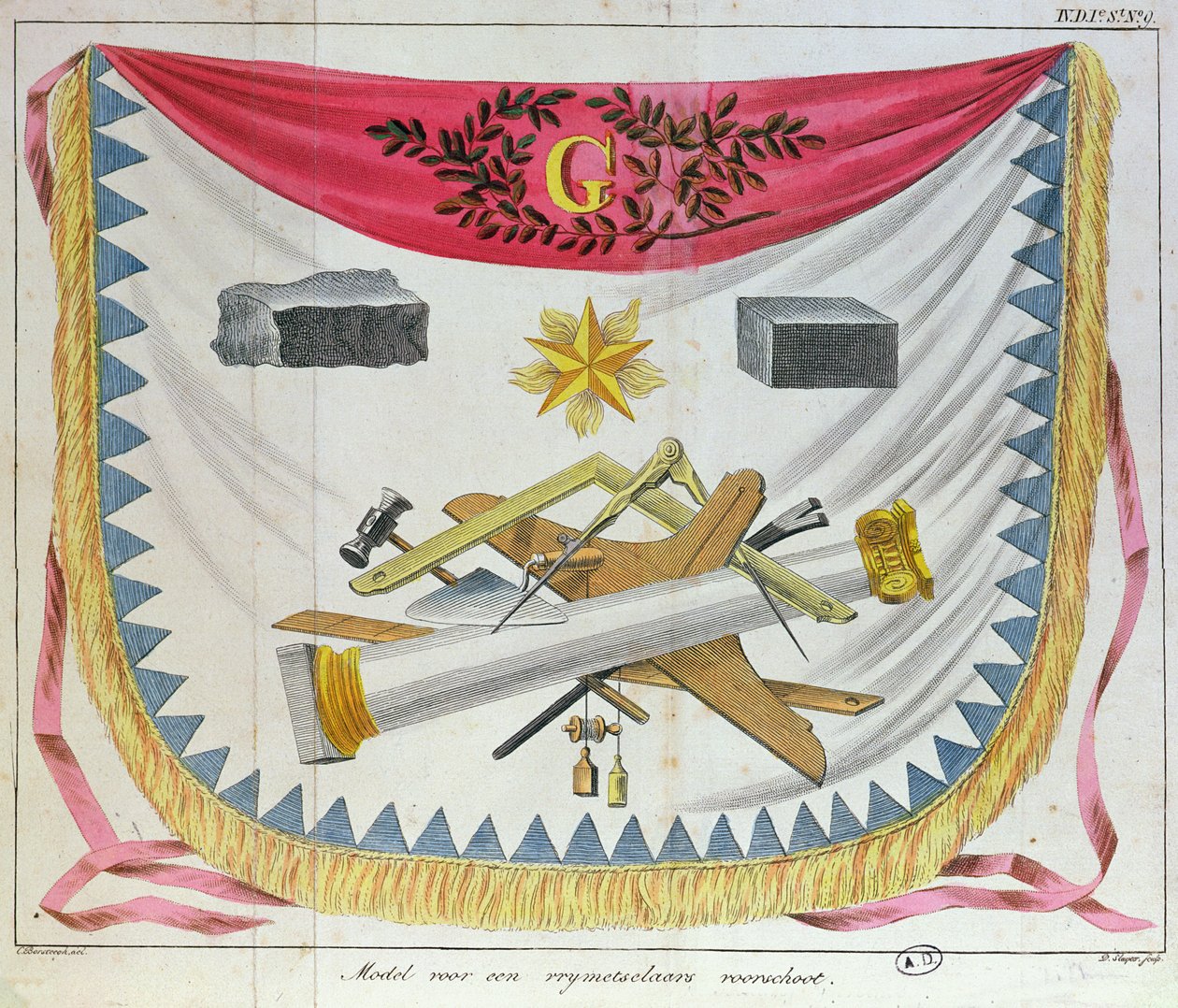 Un tablier maçonnique, 1826 - Cornelis Borsteegh