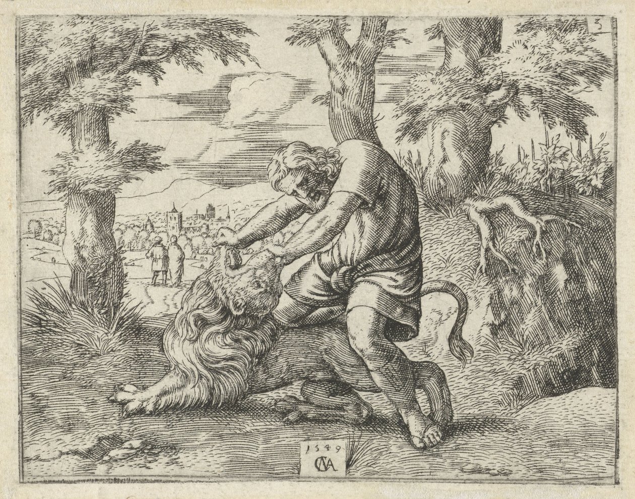 Samson tue le lion à mains nues - Cornelis Massijs