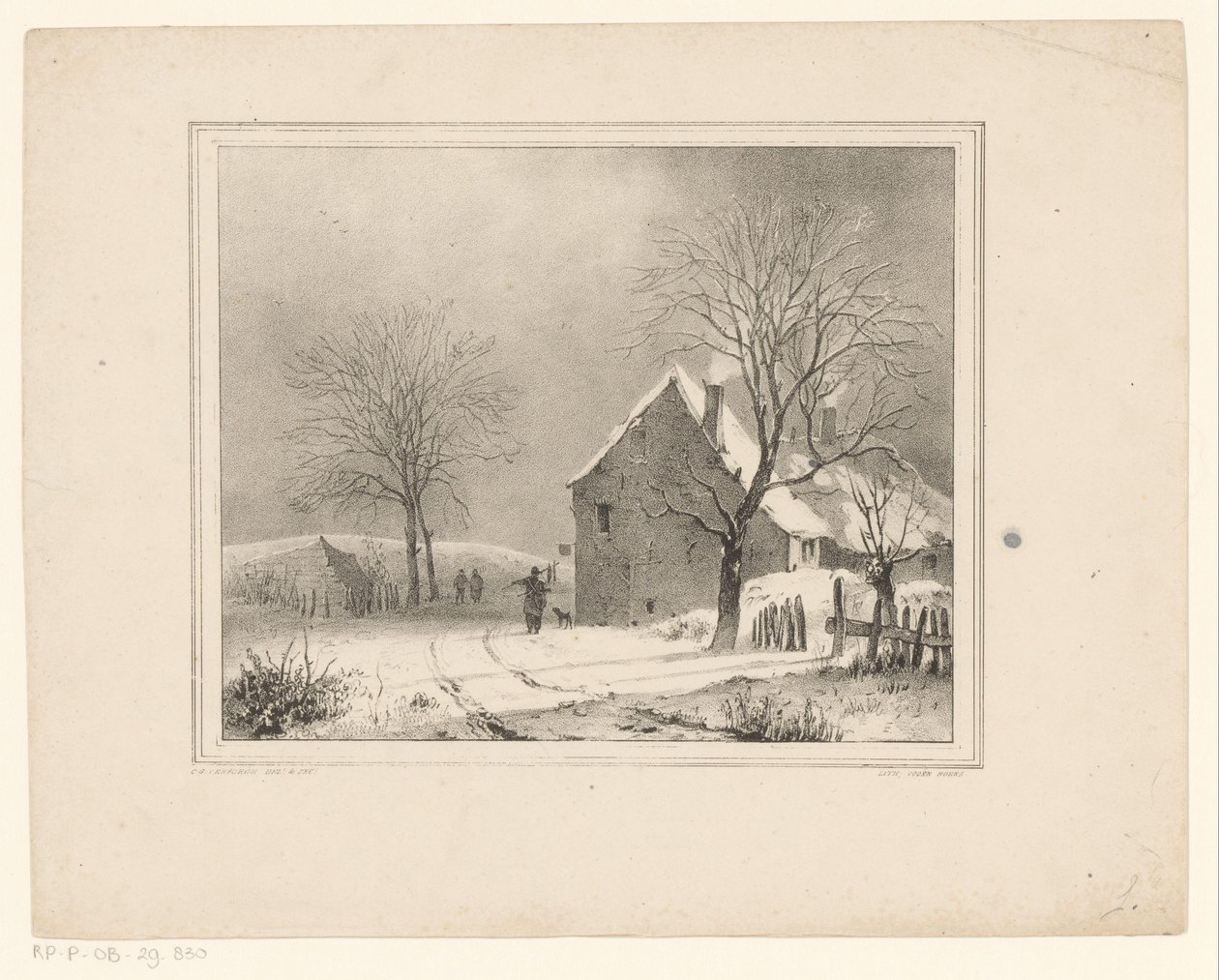 Maisons dans un paysage enneigé - Cornelis Gerrit Verburgh