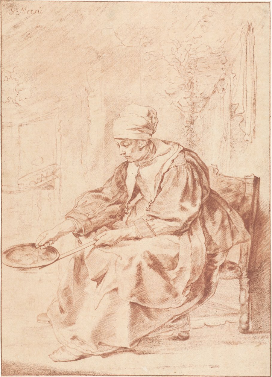 Femme faisant des crêpes - Cornelis Ploos van Amstel