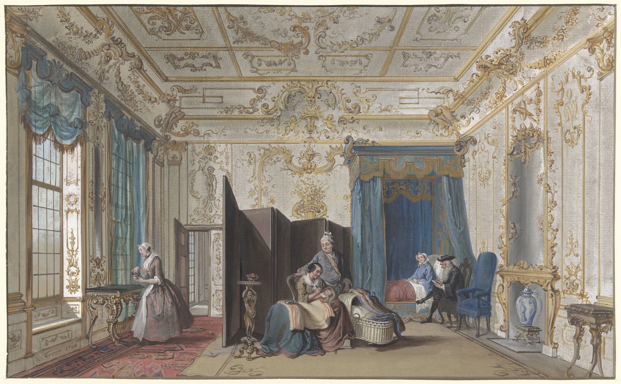 Chambre de maternité - Cornelis Troost