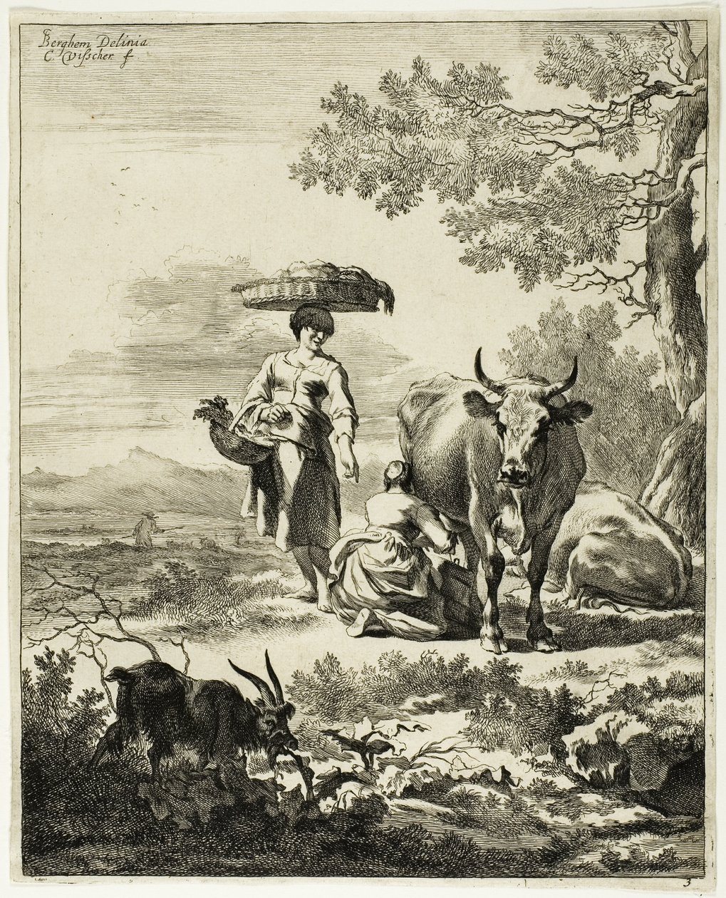 Femme trayant une vache - Cornelis Visscher