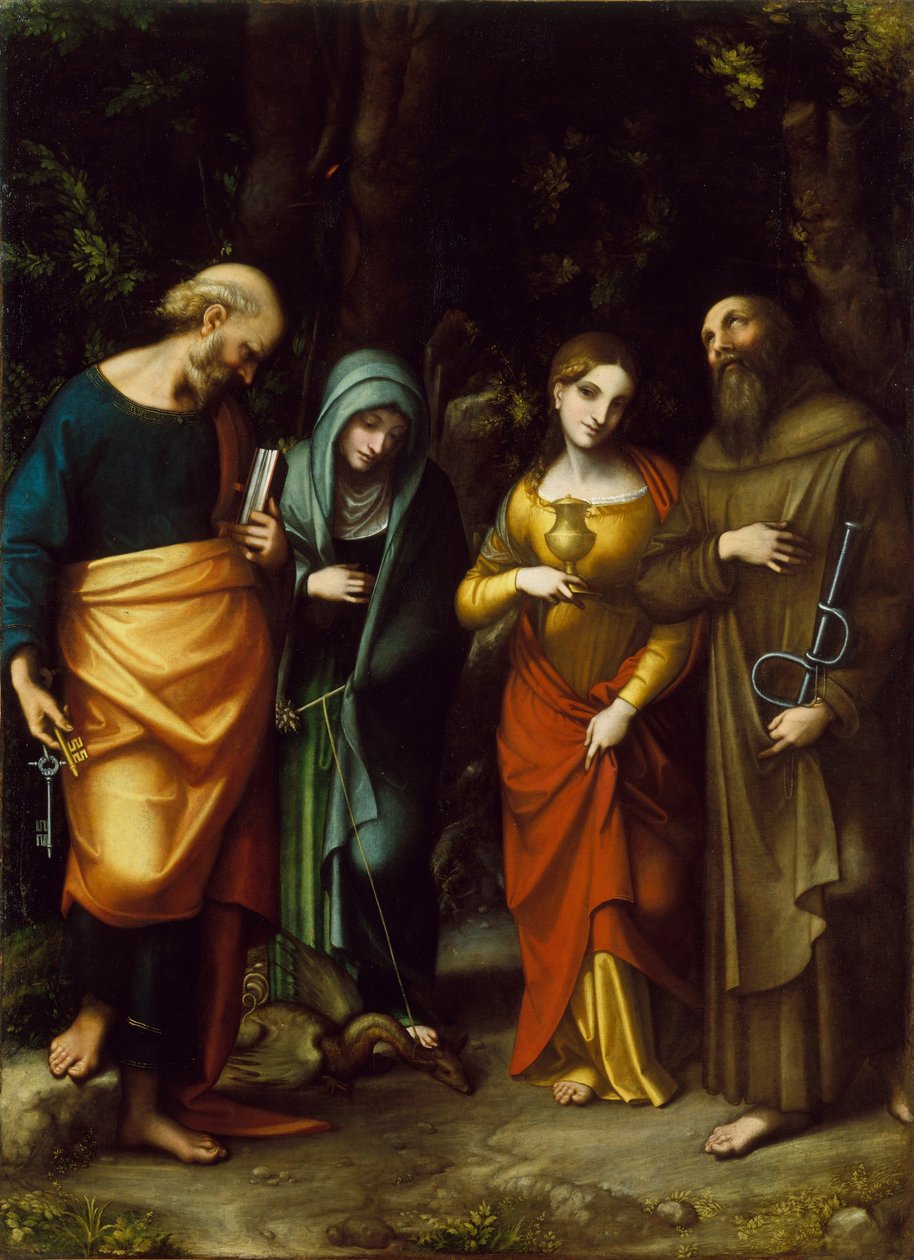 Saints Pierre, Marthe, Marie-Madeleine et Léonard, vers 1515-7 - Antonio da Correggio