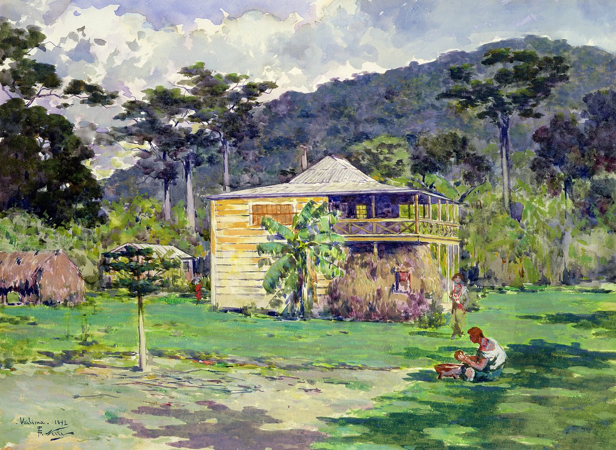 Vailima, 1892, maison de Robert Louis Stevenson à Samoa - Count Girolamo Pieri Nerli