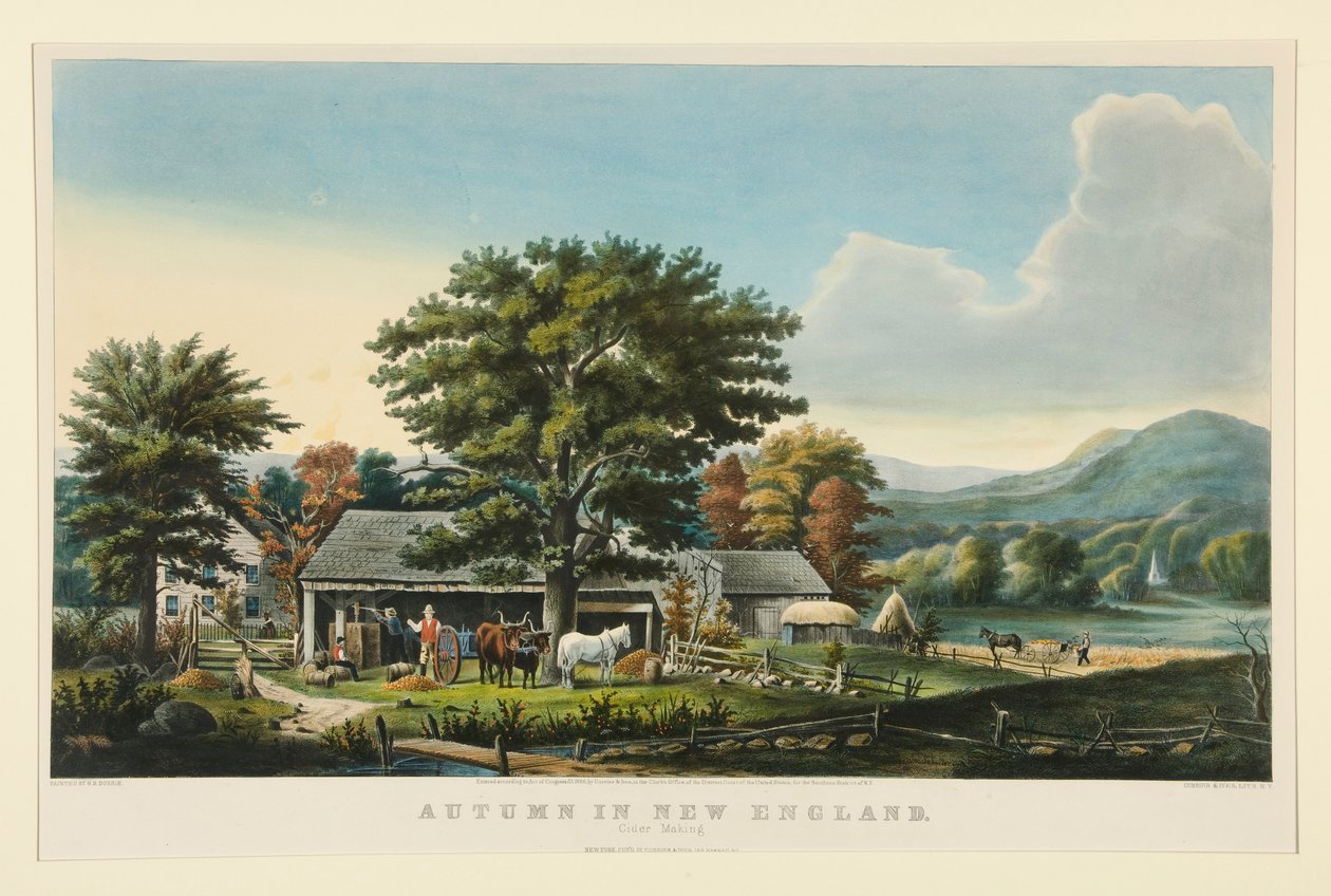 Automne en Nouvelle-Angleterre : Fabrication de cidre - Currier and Ives