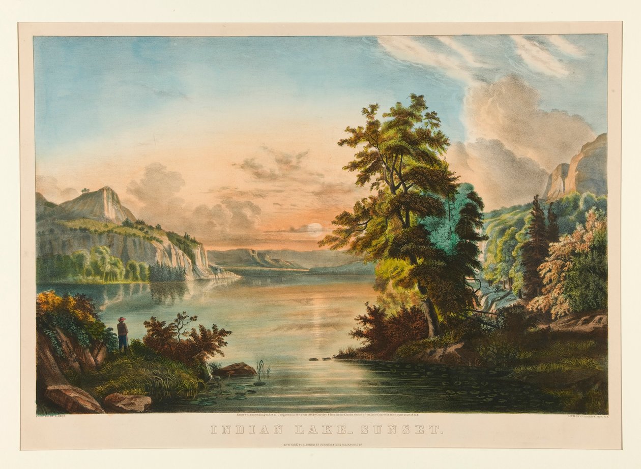 Lac indien - Coucher de soleil - Currier and Ives