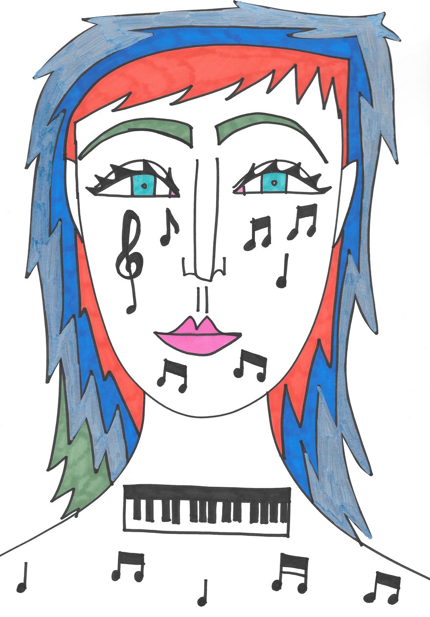 Musique (feutre sur papier) - Daisy de Villeneuve