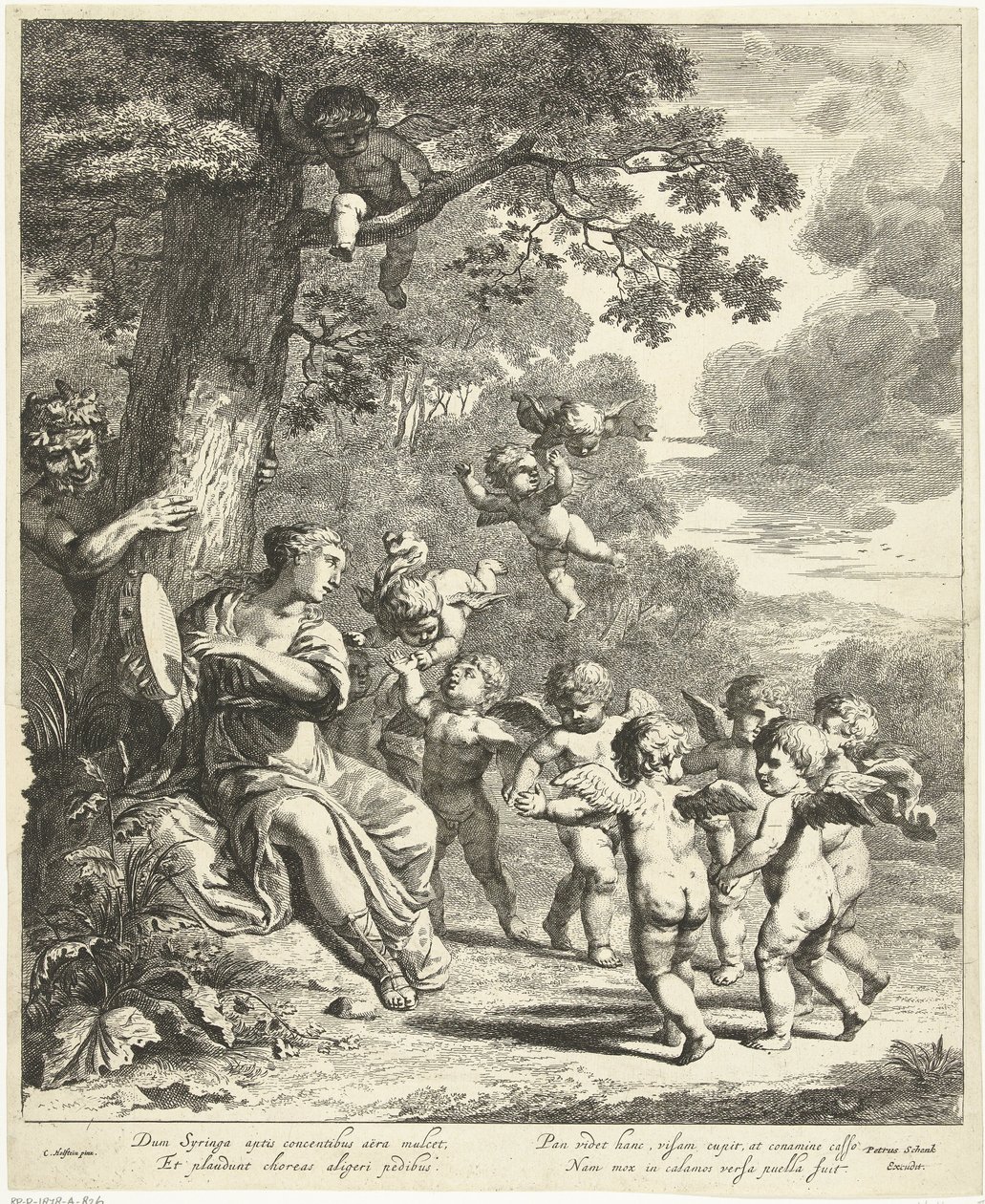Pan et Syrinx avec putti dansants - Dancker Danckerts