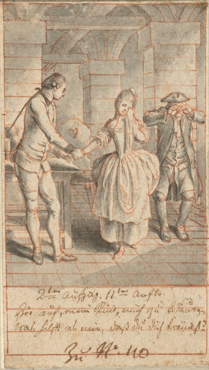 Louise et son père Johann Ludwig visitant Alexis en prison - Daniel Nikolaus Chodowiecki