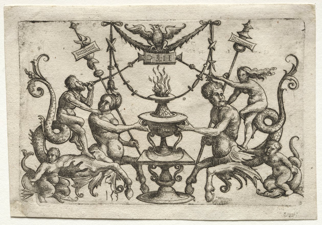 Ornement avec sirène et triton - Daniel Hopfer