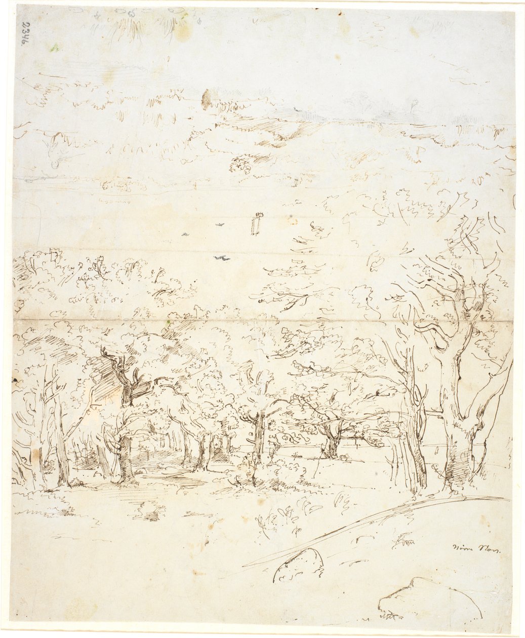 Vue à travers une forêt vers un détroit - Dankvart Dreyer