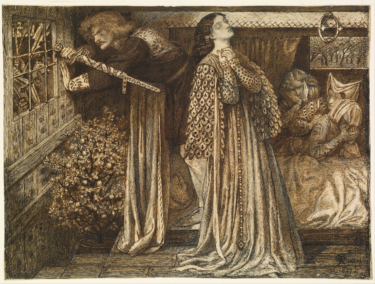 Sir Launcelot dans la chambre de la reine - Dante Gabriel Charles Rossetti