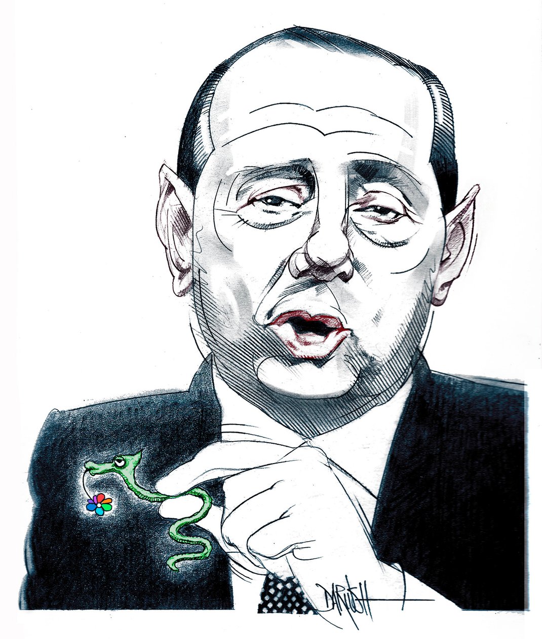 Silvio Berlusconi, 2024 (dessin numérique au crayon de couleur) - Dariush Radpour
