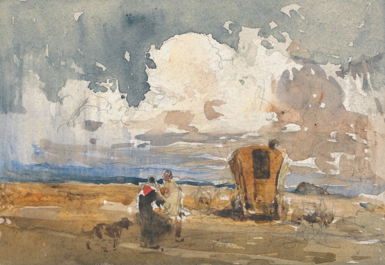Paysage avec des gitans et une charrette - David Cox