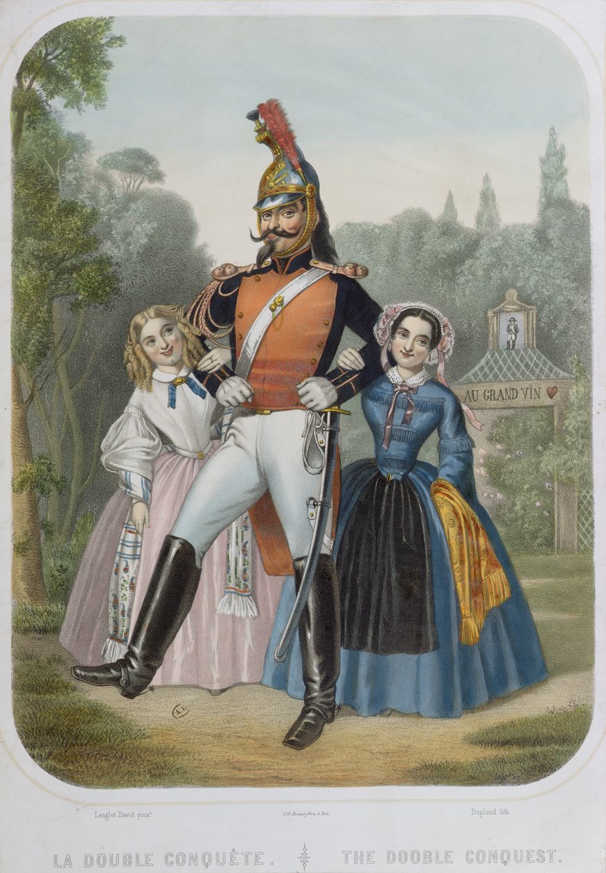 La Double Conquête, caricature représentant Napoléon III dans une comparaison péjorative avec son oncle Napoléon Bonaparte, Le Victorieux - David Lenglet