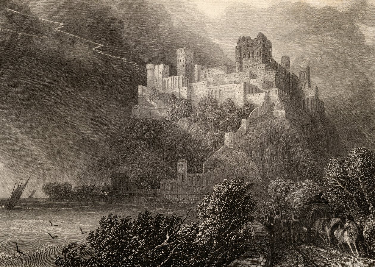 Les ruines de Rheinfels, gravé par W. Radclyffe, illustration de 